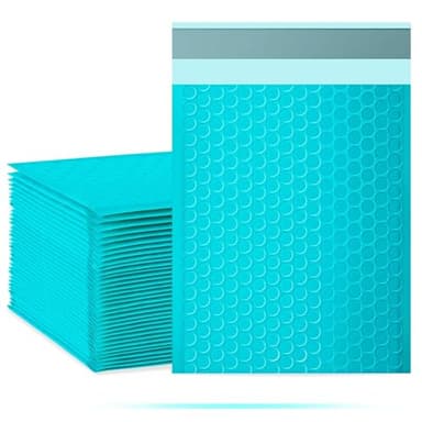 packbabol Bubble Mailers, 8.5x11 Inch Poly Padded Bubble Mailers Pack of 50 Bubble Envelopes Opaque Self Seal Adhesive Waterproof Bags for Shipping and Packaging (Teal) - Image 1