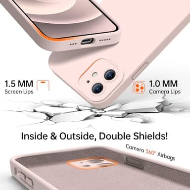 Kiresen Designed for iPhone 12 Mini Case with Screen Protector - Upgraded Camera Protection - Wireless Charging Compatible - Silicone Protective Phone Case 5.4" for Men Women Girls - Light Pink - Image 7