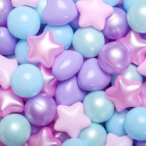 GOGOSO Star Ball Pit Balls for Ball Pit, Crush-Proof BPA Free Colorful Play Plastic Balls for Kids Toddler Christmas Party Decor Giant Friendship Bracelet Banner, Light Mermaid,50pcs 2.15inch Balls - Image 1