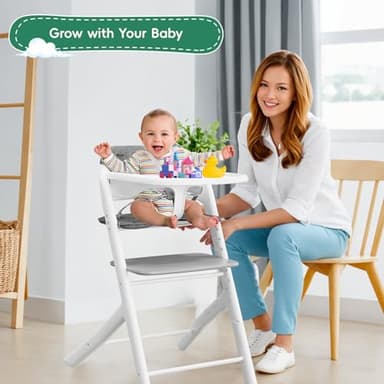 (2025 New) Adjustable Baby High Chair with 5‑Point Safety Harness, Cushion & Removable Tray. Adjustable Seat and Footrest Heights for Children 6+ Months - Image 7