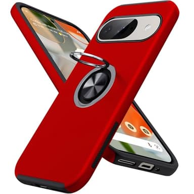 JAME for Google Pixel 9 Case/Google Pixel 9 Pro Case, Slim Fit Military Grade Shockproof Case for Pixel 9 with Ring Holder Kickstand Protective Phone Case for Google Pixel 9/9 Pro, Red - Image 1