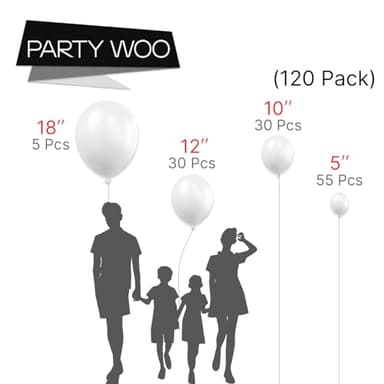 PartyWoo White Balloons 120 pcs Different Sizes Pack of 18 12 10 5 Inch Matte White Latex Balloon Arch Kit Garland for Wedding Bridal Graduation Baby Shower Birthday Party Decorations White-Y13 - Image 2