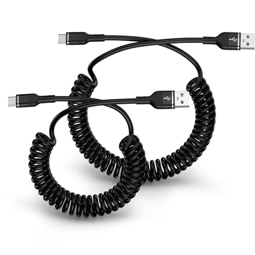 UorMe Type C Charger Coiled USB C Cable Fast Charging for Moto Razr 50 Ultra Edge 2024 Edge 50 X50 Ultra Moto G Power Stylus, 3+5FT Retractable Car Android Auto USB C to A Cord for Samsung S24 S23 FE - Image 1