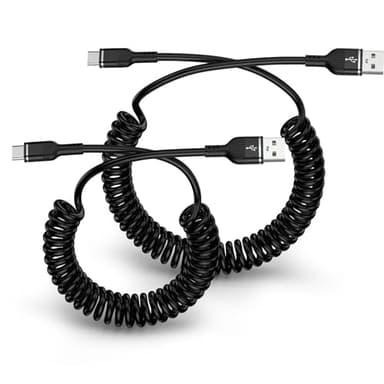 UorMe Type C Charger Coiled USB C Cable Fast Charging for Moto Razr 50 Ultra Edge 2024 Edge 50 X50 Ultra Moto G Power Stylus, 3+5FT Retractable Car Android Auto USB C to A Cord for Samsung S24 S23 FE - Image 1