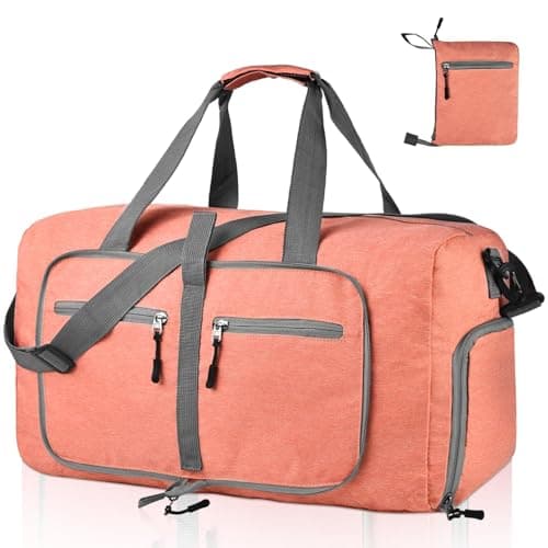 Dimayar 65L Travel Duffle Bag for Men Women - Foldable Duffel Bag with Shoes Compartment - Overnight Bags Waterproof & Tear Resistant(Orange) - Image 1