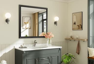 Briivue 36"x36" Black Bathroom Mirror, Anti-Rust Black Metal Framed Bathroom Mirrors for Over Sink, Wall-Mounted Rectangler Mirrors for Bathroom Vanity, Farmhouse, Bedroom, Living Room, Entryway Decor - Image 8