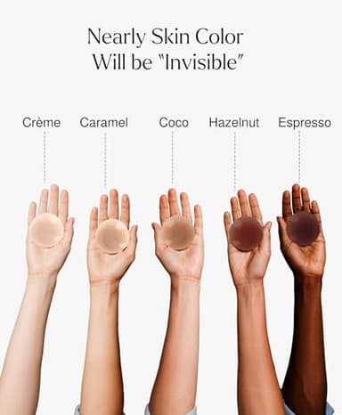 Popilush Nipple Covers for Women - Sticky Bra - Reusable Silicone Nipple Pasties Waterproof with Travel Case Crème Large (Fits DD-H Cups) - Image 5