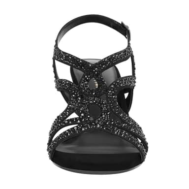 PIZZ ANNU Women's Amelia Heels Sandals Sparkle Crystal Open Toe Slingback High Heel Sandals Dress Pumps Shoes for Party Wedding, Black 7.5 - Image 6