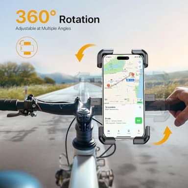 Miracase Motorcycle Phone Mount, One Touch Release and Lock Bike Phone Holder, Bicycle Scooter Handlebar Phone Mount Holder, Bike Phone Mount Compatible with iPhone Google Samsung - Image 5
