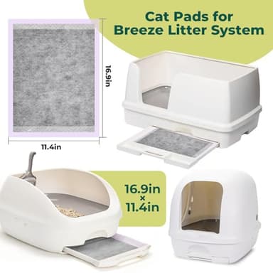 Cat Pads Refills for Tidy Cats Breeze Litter System - Super Absorbent 6-Layer Pads for Odor Control, Activated Carbon - 16.9" x 11.4" - Pack of 40 Litter Box Replacement Pads - Image 2