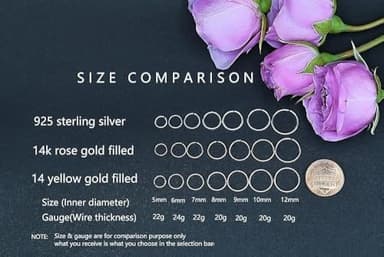 14K Gold Filled Small Hoop Earrings for Cartilage Nose, Tiny Thin 7mm Piercing Hoop Ring 22 Gauge - Image 4