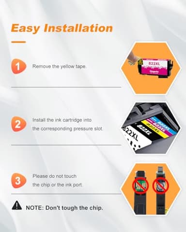 822XL Ink Cartridges Remanufactured Replacement for Epson 822XL Ink Cartridges for Epson 822 822 XL T822 for Epson WF-3820 Printer Workforce Pro WF-4820 WF-4830 WF-4833 WF-3823 Printer（5 Pack, 822XL） - Image 6