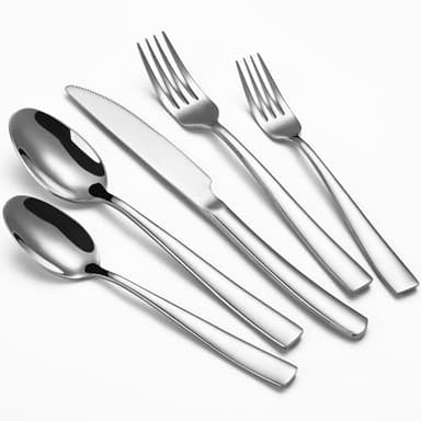 40-Piece Silverware Set, Heavy Duty Stainless Steel Flatware Cutlery Set Service for 8, Food-Grade Utensil Sets for Home Restaurant, Dishwasher Safe - Image 1