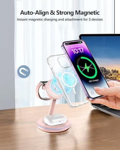 3 in 1 Charging Station for Apple Devices 18W Fast Mag-Safe Charger Stand Magnetic Wireless Charger Station for iPhone16 15 14 13 12 Pro/Pro Max/Plus/Mini AirPods 2/3/Pro iWatch Ultra/8/7/SE/6/5/4/3/2 - Image 2