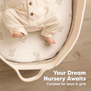 2-Pack Organic Bassinet Sheets for Girls, Boys - 100% Cotton Bassinet Mattress Sheets Compatible with Halo Bassinest Swivel Sleeper, Graco, Baby Delight, Chicco, Unisex Fitted Bassinet Sheets (Herb) - Image 8