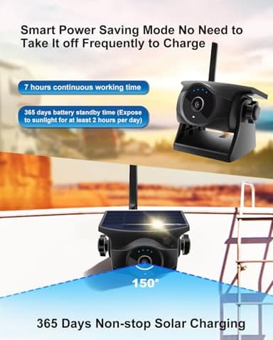 STONVUE 1080P Solar Wireless Backup Camera - Magnetic Hitch Rear Front Camera with Night Vision, 365-Day Standby, Waterproof, Rechargeable Battery for Horse Trailer RV Truck Car for Phone Pad Android - Image 2