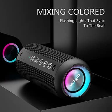 Ortizan Portable Bluetooth Speaker: IPX7 Waterproof, 24W Loud Sound, Deep Bass, Bluetooth 5.3, LED Lights, Wireless Stereo Pairing, 30H Playtime, for Home/Outdoor/Party/Beach, Birthday Gift (Black) - Image 2