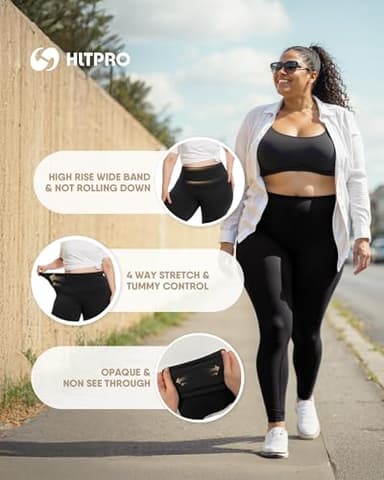 HLTPRO 3 Pack Plus Size Leggings for Women(X-Large - 4X)- High Waist Stretchy Soft Pants for Workout Running Yoga - Image 4