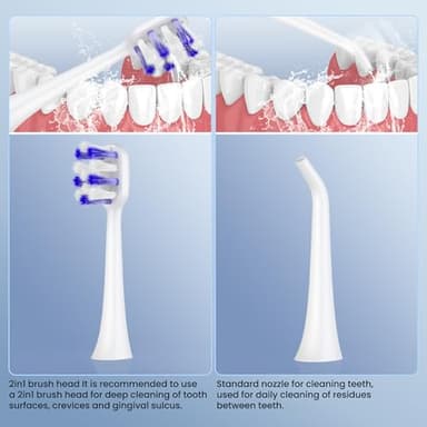 UNINGOPI Portable Water flosser with Electric Toothbrush, 2 in 1 Teeth Cleaning Kit, Electric Toothbrush and flosser Combo, Water Flosser for Travel and Home (White) - Image 4