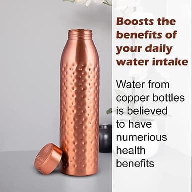 NORMAN JR, Copper Water Bottle 1L - Gift Box of 3, Hammered, an Ayurvedic vessel made from pure copper - helps you drink more water, with many health benefits - Image 2