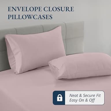 LANE LINEN 100% Organic Cotton Twin Fitted Sheets, 2-Piece Set (1 Fitted Sheet, 1 Pillowcase), Percale Weave, Cotton Sheet, Soft, Breathable, Fits Mattress Upto 15' Deep - Sepia Rose (No Flat Sheet) - Image 7