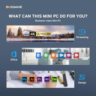 Mini PC N100,Intel 12th Gen N100,16GB DDR4 RAM 512GB M.2 SSD Mini Computers,Mini Desktop Computer Support 4K Triple Display/RJ45 LAN/USB3.0/WiFi5/BT4.2/Gigabit Ethernet Home/Office - Image 7