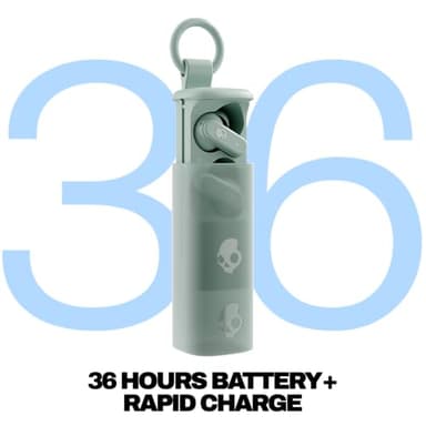 Skullcandy Dime Evo Wireless Earbuds, Bluetooth Headphones, Noise Isolating Fit, Up to 36 Hours Battery, Microphone for iPhone Android, Easy Carry with Clip-Anywhere Case - Preppy Sage - Image 2