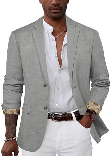 Mens Casual Blazer Jackets Coat Slim Fit Stylish Long Sleeve Sport Coat 2 Button Stretch Suit Jacket for Party Grey XL - Image 1