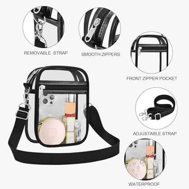 USPECLARE Clear Purse Stadium Transparent Messenger Bag Stadium Approved for Men and Women Clear CrossBody Bag - Image 5