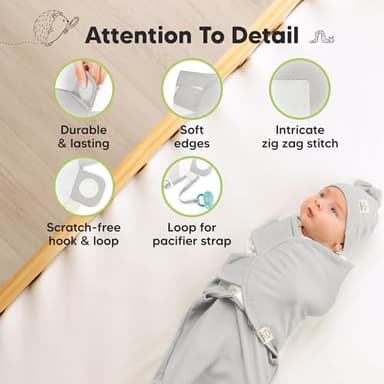 KeaBabies 3-Pack Swaddles for Newborns, Girls, Boys with Hats - Organic Soft Baby Sleep Sacks, Breathable Baby Swaddle 3-6 Months Beanies Set, Premie Infant Sleep Sack 0-3 Months (Shifts) - Image 8