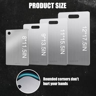 316L Stainless Steel Cutting Boards for kitchen, Katuchef Stainless Steel Chopping Board Non Toxic Food Grade Double Sided Dishwasher Safe Metal Cutting Board Meat Fruit Vegetables(1PC-XXL 12x17.5in) - Image 6
