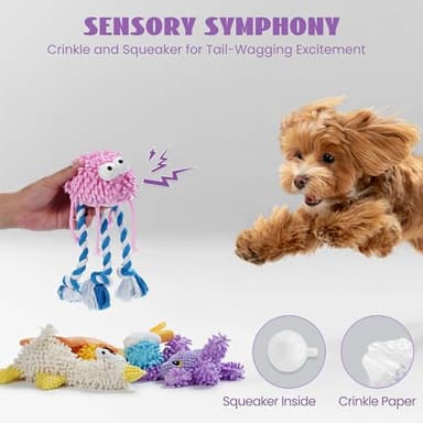 Nocciola Small Medium Large Dog Toys, Cute Soft Squeaky Crinkle Plush Stuffed Durable Pet Teething Animal Chew Toys for Small to Large Breed, Cognitive Stimuting Boredom Puppy Busy Birthdays Gifts - Image 4