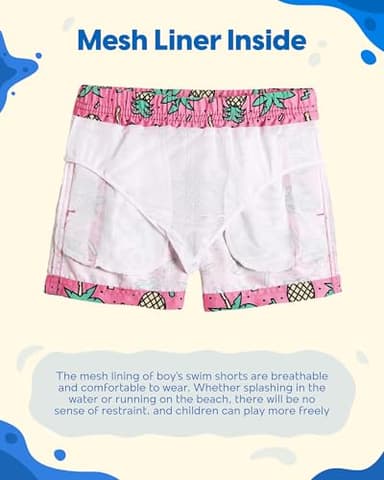 maamgic Boys Swim Trunks Toddler Swim Shorts Little Boys Bathing Suit Swimsuit Toddler Boy Swimwear,Palmpineapple Pink,5 T - Image 2