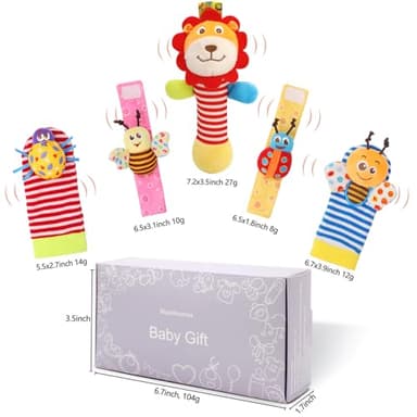 Wrist Rattles Foot Finder Rattle Toy for 0-6 Months Baby, Feet Leg Ankle Socks Arm Hand Bracelet Shaker for 6-12 Months Infant boy & Girl, Gift Set for 0-3 Years Newborn Babies (5 pcs-F) - Image 6