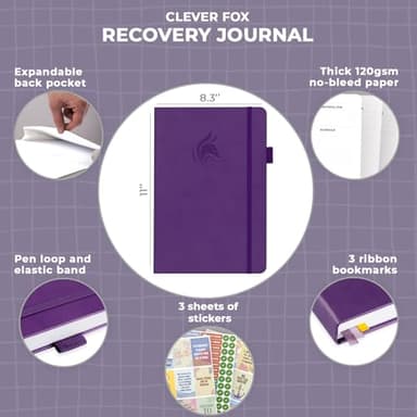 Clever Fox Addiction Recovery Journal Large – Guided Sobriety Workbook for Alcohol, Drug, Gambling, Eating & Other Addictions – Daily Planner to Support Recovery Progress, 8.3x11” (Purple) - Image 3