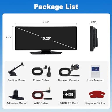 Carplay Screen for Car,10.26 inch Portable Car Play & Android Auto Touch Screen,4K Front & 1080P Rear Backup Camera Car Stereo,Loop Recording,GPS,Voice Control,Mirror Link,FM,AUX for All Vehicles - Image 9