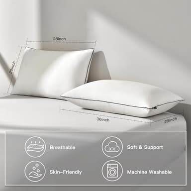 DOWNSTORIA Feather Down Pillows King Size Set of 2,Down Surrounded Pillows for Sleeping, Soft Fluffy for Side Sleepers 20x36 in. - Image 3