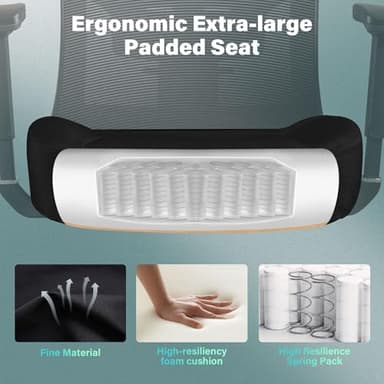 Big and Tall Office Chair 600lbs, Ergonomic High Back Computer Desk Chair for Heavy People with 2D Adjustable Waist Support and Heavy Duty Metal Base Mesh Chair - Image 4