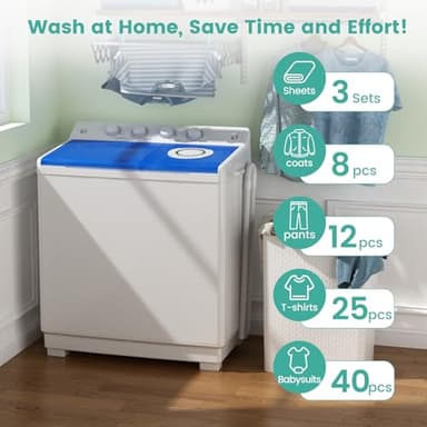 Auertech 40 Lbs Portable Washing Machine, Portable Washer for Apartment with 24 Lbs Washer, 16 Lbs Spinner, Large Top Load Washing Machine for RV Dorm - Image 2
