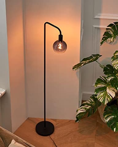 ONEWISH Floor Lamp for Living Room - Minimalist Industrial Standing Lamp with Modern LED Bulb, Globe Black Clear Glass 6", 1800K Warm Ambiant Lighting Decorative Tall Floor Lamp for Bedroom Office - Image 9