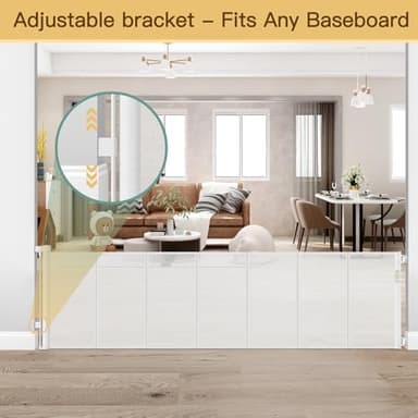 Reinforced 120 Inch Retractable Baby Gates for Doorway, Bottom Anti-Crawl 10 Foot Extra Long Baby Gate, Indoor/Outdoor Retractable Dog Gate for Doorway, Extra Wide Pet Gates for Wide Openings, White - Image 8