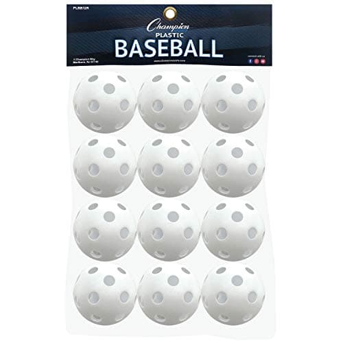 Champion Sports 9" Hollow Plastic Baseball Set - Athletic Baseball Equipment - Practice Baseballs Plastic Hollow - Regulation Size Balls - Fun for All Ages - Lightweight/Durable - Set of 12 - Image 1