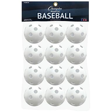 Champion Sports 9" Hollow Plastic Baseball Set - Athletic Baseball Equipment - Practice Baseballs Plastic Hollow - Regulation Size Balls - Fun for All Ages - Lightweight/Durable - Set of 12 - Image 1