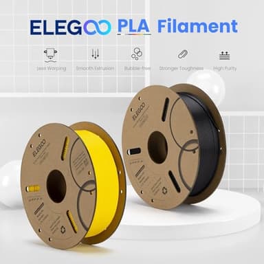 ELEGOO PLA Filament 1.75mm Black 4KG, 3D Printer Filament Bulk Dimensional Accuracy +/- 0.02mm, 4 Pack 1kg Cardboard Spool(2.2lbs) 3D Printing Filament Fits for Most FDM 3D Printers - Image 2