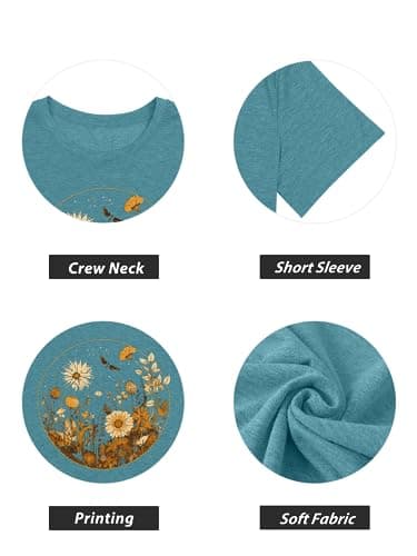 GEMLON Pine Tree Tshirt Women Graphic Hiking Camping Retro Tee Casual Short Sleeve Summer Crewneck Top - Image 6