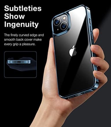 TORRAS Diamond Clear Designed for iPhone 14 Case & iPhone 13 Case[Never Yellowing] [Military Grade Anti-Drop] Hard PC Back Flexible Bumper Shockproof Protective Slim Phone Cover 6.1 inch, Blue - Image 5