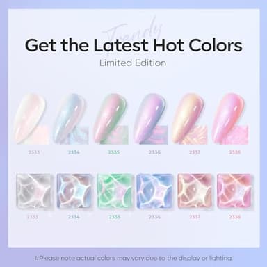 modelones Pearl Gel Nail Polish Set, 6 Colors Aurora Iridescent Shimmer White Pink Purple Mermaid Nail Drawing Glitter Gel Polish Soak Off Led Swirl Shell Thread Effect with Dotting Pen DIY Mani Gift - Image 2