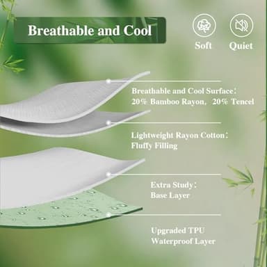 Twin Mattress Protector 2 Pack, Waterproof Mattress Pad Washable Rayon Mattress Cover Breathable Noiseless Bed Protector 3D Patterns 5" - 21'' Elastic Fitted Deep Pocket(Light Grey) - Image 3