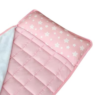 Toddler Nap Mat Pink for Girls Kids Sleeping Mat and Fleece Blanket, Lightweight Perfect for Kids Preschool, Daycare, Travel Sleeping Bag, Fit Standard Cot - Image 2