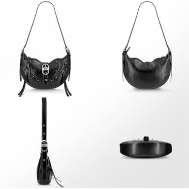 YDSIII Shoulder Bag for Women Tassels Shoulder Purse Purses for Women, 4-1-crushed Black - Image 7